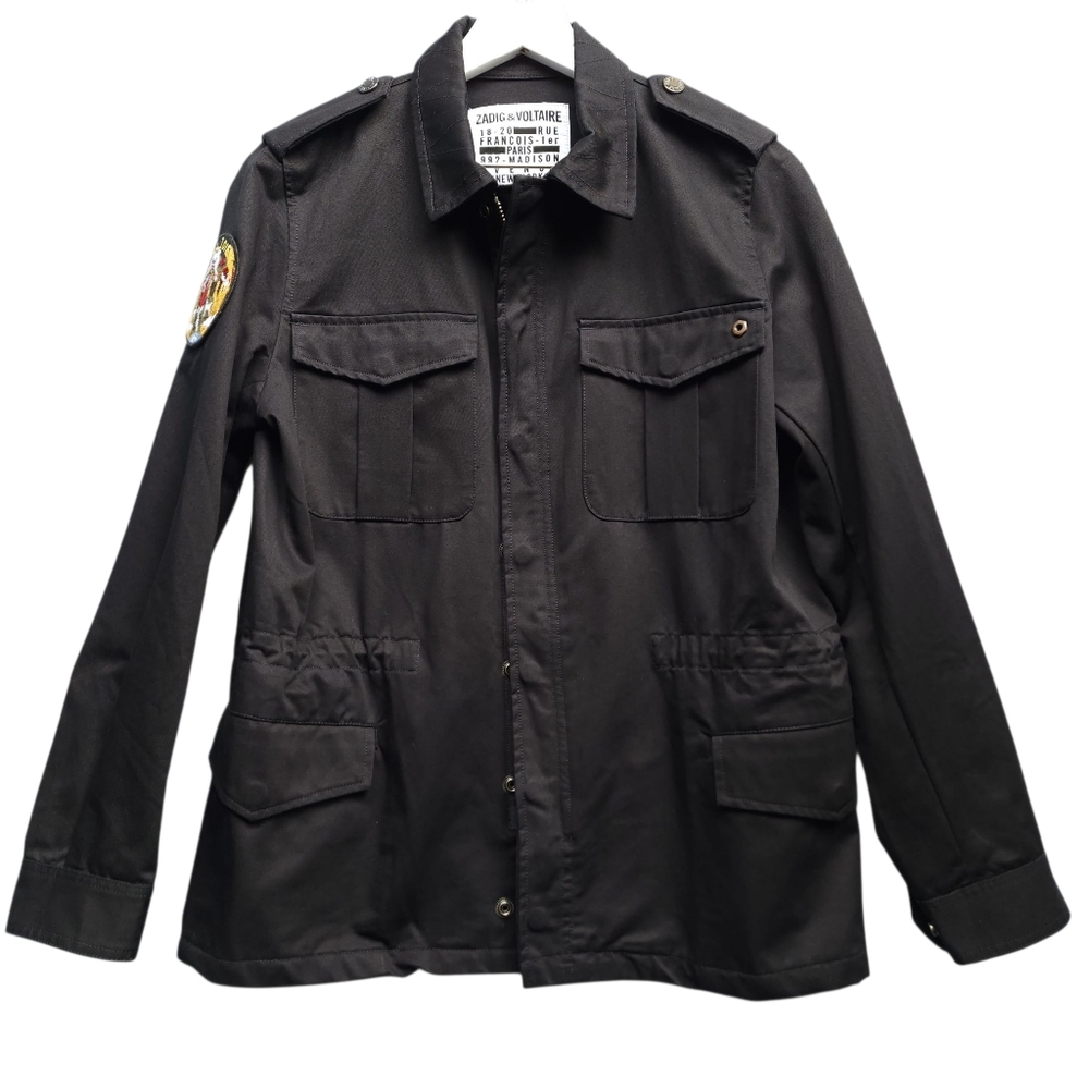 ZADIG & VOLTAIRE Kayak Skull Military Field Jacket In Black Gold Skull - Picture 3 of 13